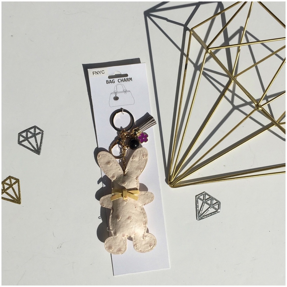 Bunny Rabbit Handbag Charm With Tassel & Keychain